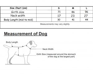 Assegai's Dog vest sizes